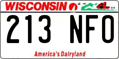 WI license plate 213NFO