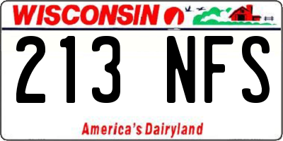 WI license plate 213NFS