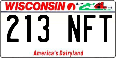 WI license plate 213NFT