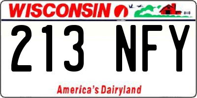 WI license plate 213NFY