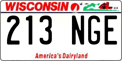 WI license plate 213NGE