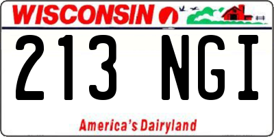WI license plate 213NGI