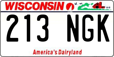 WI license plate 213NGK