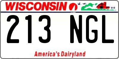 WI license plate 213NGL