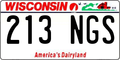 WI license plate 213NGS
