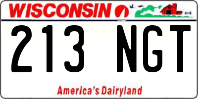 WI license plate 213NGT