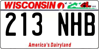 WI license plate 213NHB