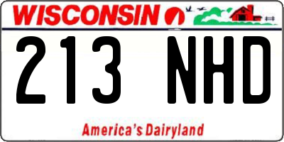 WI license plate 213NHD