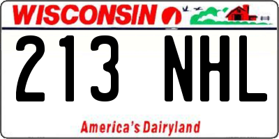 WI license plate 213NHL