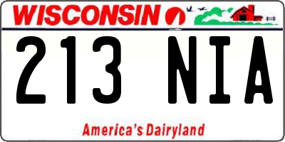 WI license plate 213NIA