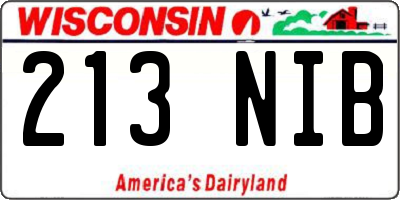 WI license plate 213NIB