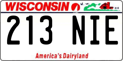 WI license plate 213NIE