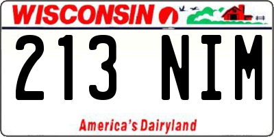 WI license plate 213NIM
