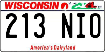 WI license plate 213NIO