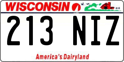WI license plate 213NIZ