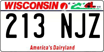 WI license plate 213NJZ