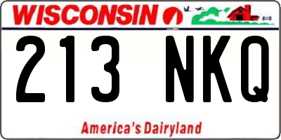 WI license plate 213NKQ
