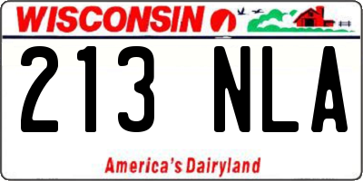 WI license plate 213NLA