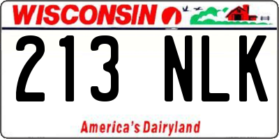 WI license plate 213NLK