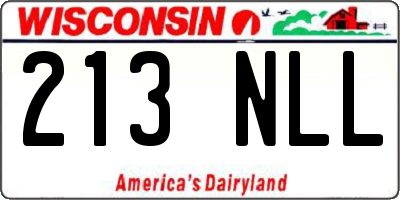 WI license plate 213NLL