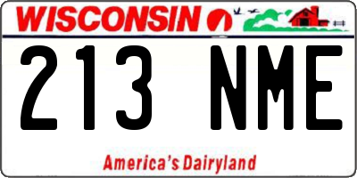 WI license plate 213NME