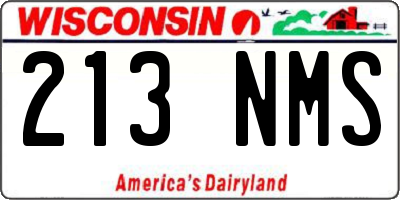 WI license plate 213NMS