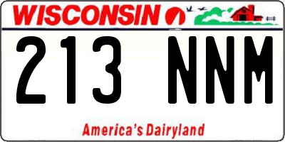 WI license plate 213NNM