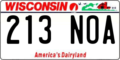 WI license plate 213NOA