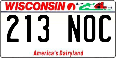 WI license plate 213NOC