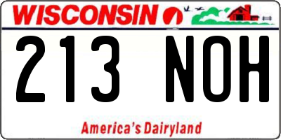 WI license plate 213NOH