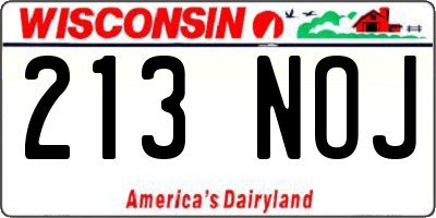 WI license plate 213NOJ