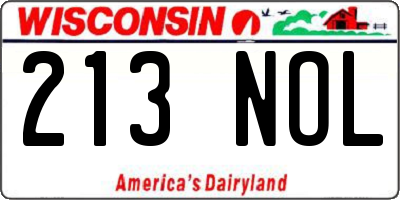 WI license plate 213NOL