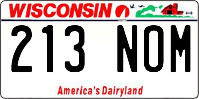 WI license plate 213NOM