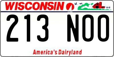 WI license plate 213NOO