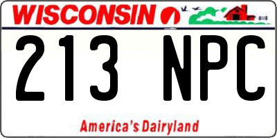 WI license plate 213NPC