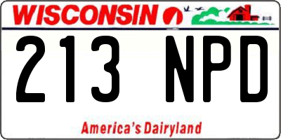 WI license plate 213NPD