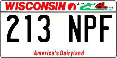 WI license plate 213NPF