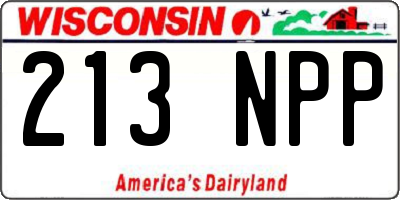 WI license plate 213NPP