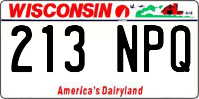 WI license plate 213NPQ