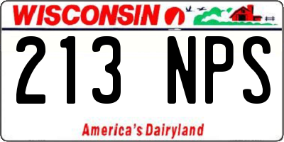 WI license plate 213NPS