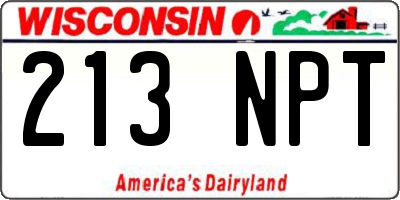 WI license plate 213NPT