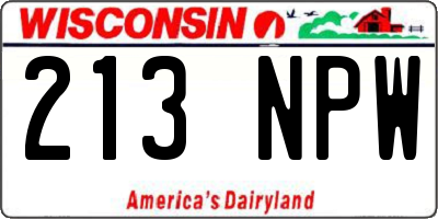 WI license plate 213NPW