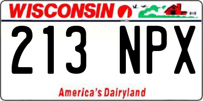 WI license plate 213NPX