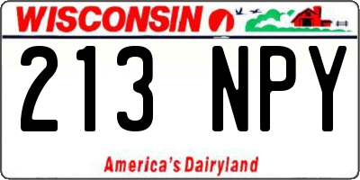 WI license plate 213NPY