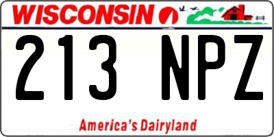 WI license plate 213NPZ