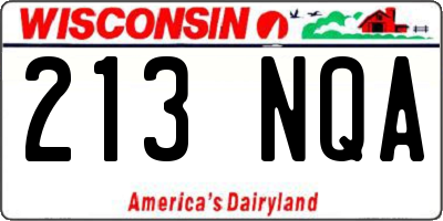 WI license plate 213NQA