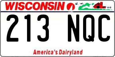 WI license plate 213NQC