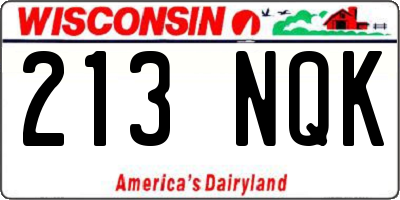 WI license plate 213NQK