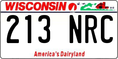 WI license plate 213NRC