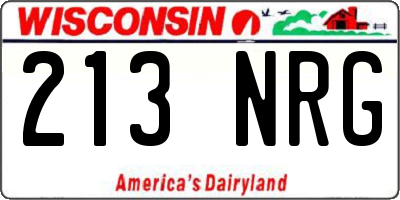 WI license plate 213NRG